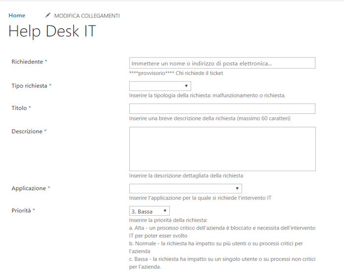 esempio sistema ticketing per help desk